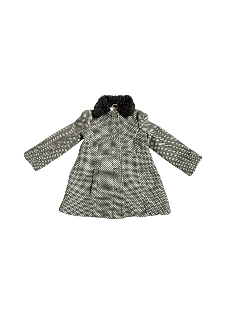 Cherokee Grey Coat Faux Fur Button Down Toddler Girls Size 3T AS IS (READ)